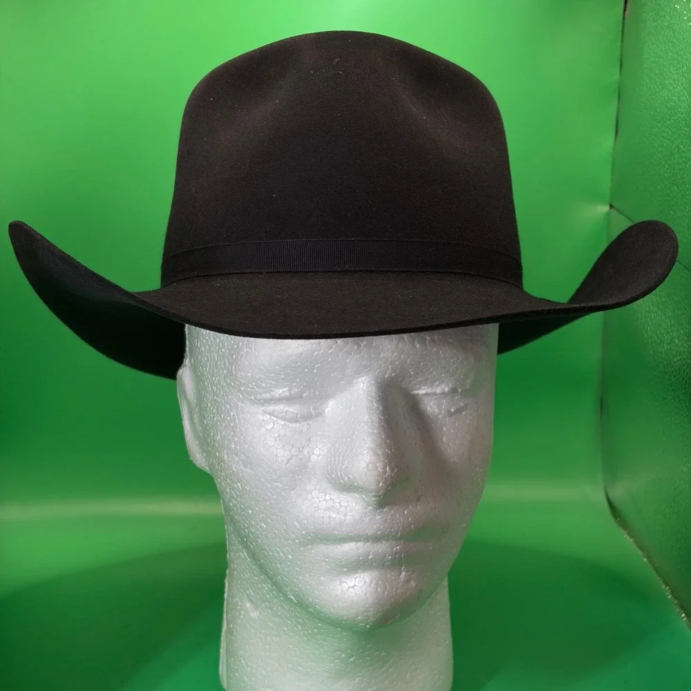 Akubra Snowy River Pure Fur Felt Cowboy Hat Mens 7 1/8 Black Australian Outback
